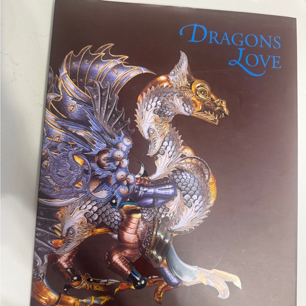 SIGNED Stephen Parlato “Dragons Love” Hardcover Original silver dragon drawing